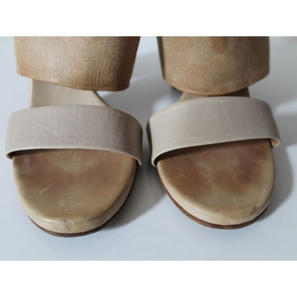 Brunello Cucinelli Tan Pebbled & Braided Leather Block Heeled Sandals Size US 6 - Picture 13 of 13